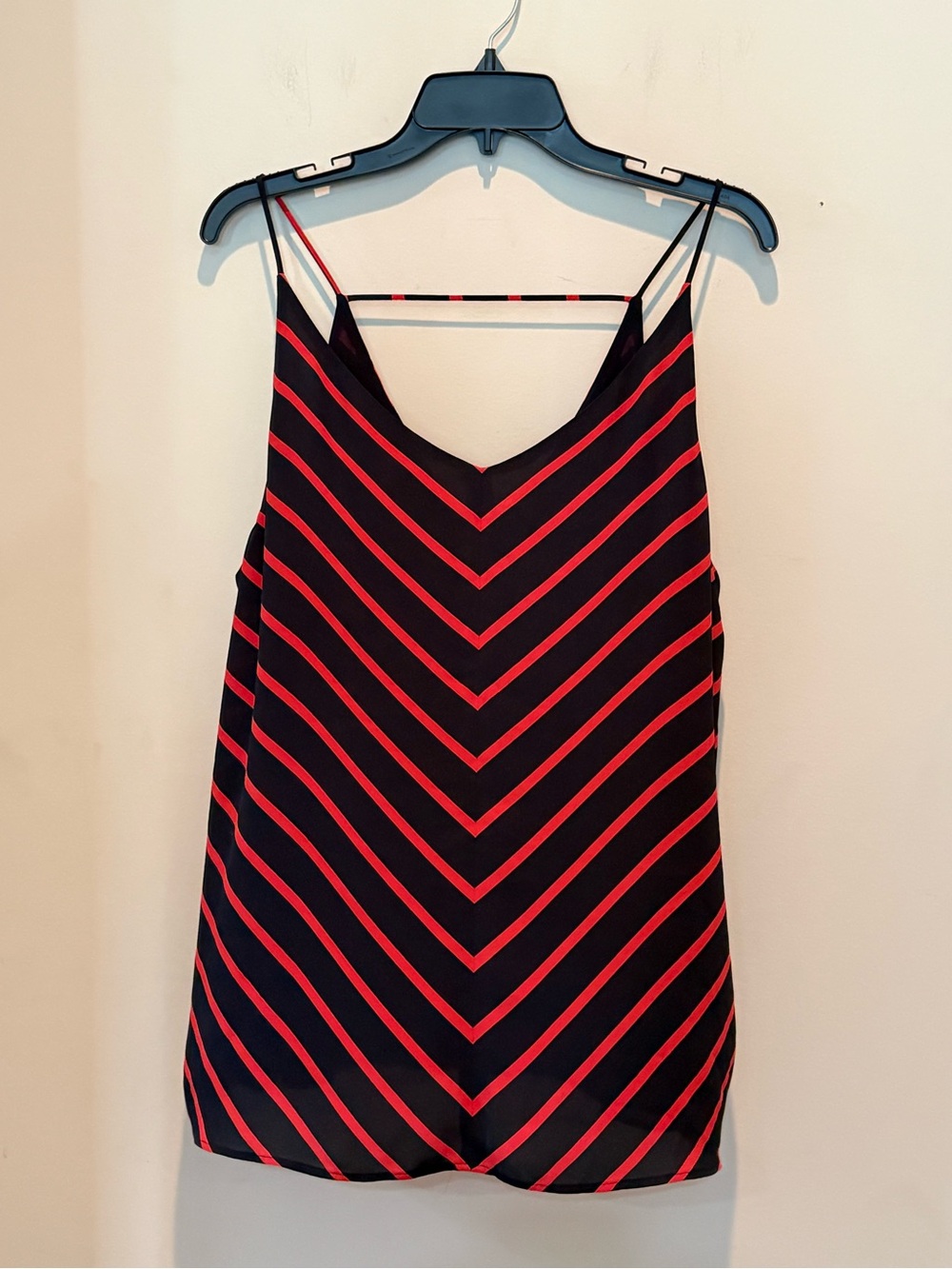 LOFT Navy and Red Chevron V-Neck Camisole